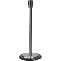 Free-Standing Crowd Control Barrier Receiver Post With Wheels, 35" High, Stainless OCP Construction Supplies