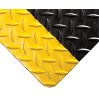 Diamond-Plate Switchboard Matting No.701, 3' W x 75' L, 1/4" Thickness, Black/Yellow, PVC OCP Construction Supplies