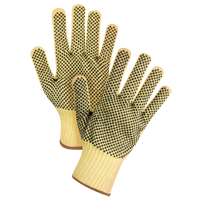 Gants tricot&eacute;s deux c&ocirc;t&eacute;s, sans couture, &agrave; pois, Taille Grand/9, Calibre 7, Rev&ecirc;tement PVC, Enveloppe en Kevlar, ASTM ANSI niveau A2/EN 388 niveau 3 OCP Construction Supplies