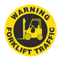 Panneau de signalisation au sol  Warning Forklift Traffic , Adh&eacute;sif, Anglais avec pictogramme OCP Construction Supplies