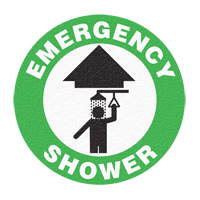 Panneau de signalisation au sol  Emergency Shower , Adh&eacute;sif, Anglais avec pictogramme OCP Construction Supplies