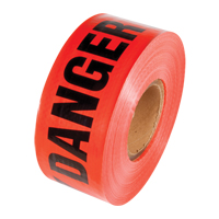 Reinforced Grade Barricade Tape, English, 3" W x 500' L, 5 mils, Black on Red OCP Construction Supplies