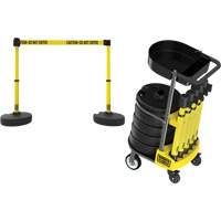 PLUS Barrier Post Cart Kit with Tray, 75' L, Metal, Yellow OCP Construction Supplies