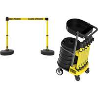 PLUS Barrier Post Cart Kit with Tray, 75' L, Metal, Yellow OCP Construction Supplies