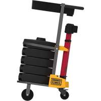 PLUS Barrier Post Cart Kit with Tray, 75' L, Metal, Red OCP Construction Supplies