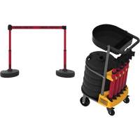 PLUS Barrier Post Cart Kit with Tray, 75' L, Metal, Red OCP Construction Supplies
