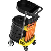 PLUS Barrier Post Cart Kit with Tray, 75' L, Metal, Orange OCP Construction Supplies