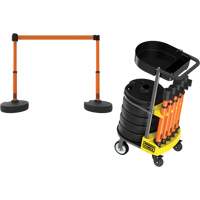 PLUS Barrier Post Cart Kit with Tray, 75' L, Metal, Orange OCP Construction Supplies