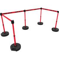 Ensemble de cinq montants pour barri&egrave;re PLUS, Plastique, 42" h, Ruban Rouge, Longueur du ruban 15' OCP Construction Supplies