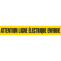 Ruban pour barricade "Attention Ligne &eacute;lectrique Enfouie", Français, 3" la x 1000' lo, Noir sur jaune OCP Construction Supplies