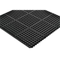Tapis antifatigue &agrave; imbrication Cushion-Ease 550, &agrave; fentes, 3' x 3' x 3/4", Noir, Caoutchouc OCP Construction Supplies