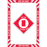 Trousse de marquage du sol ?Red Tag Holding Area? (zone de stockage des &eacute;tiquettes rouges), Adh&eacute;sif, Anglais avec pictogramme OCP Construction Supplies