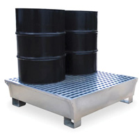 Ultra-Spill Pallet en acier, 4 barils, Capacit&eacute; de d&eacute;versement 68 gal. US, 49,1" x 47,1" x 10,9" OCP Construction Supplies