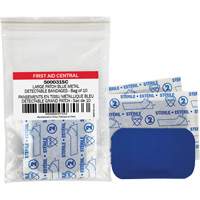 Blue Adhesive Bandages, Rectangular/Square, 3", Fabric Metal Detectable, Non-Sterile OCP Construction Supplies