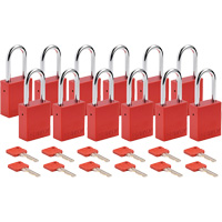 Lockout Padlock, Safety Padlock, Keyed Different, Aluminum, 1-1/2" Width OCP Construction Supplies