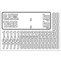 G.V.W. Truck Number Kit, Assorted Numbers/Letters/Punctuation, White OCP Construction Supplies