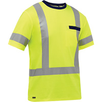 Chemise &agrave; manches courtes et X au dos Bisley, Poly-coton, Petit, Jaune lime haute visibilit&eacute; OCP Construction Supplies