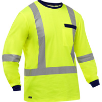 Chemise &agrave; manches longues et X au dos Bisley, Poly-coton, Petit, Jaune lime haute visibilit&eacute; OCP Construction Supplies