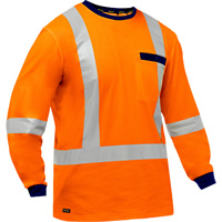 Chemise &agrave; manches longues et X au dos Bisley, Poly-coton, Petit, Orange haute visibilit&eacute; OCP Construction Supplies