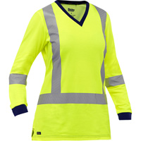 Chemise &agrave; manches longues et X au dos Bisley pour femmes, Poly-coton, Petit, Jaune lime haute visibilit&eacute; OCP Construction Supplies