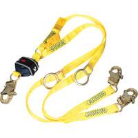 Twin-Leg Tie-Back Web Shock-Absorbing Lanyard, 6', Snap Hook Center, Snap Hook Leg Ends, Polyester OCP Construction Supplies