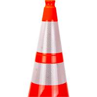 C&ocirc;ne de signalisation de premi&egrave;re qualit&eacute;, 28", Orange, Bande(s) r&eacute;fl&eacute;chissante(s) 4" & 6" OCP Construction Supplies