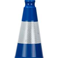 C&ocirc;ne de signalisation de premi&egrave;re qualit&eacute;, 28", Bleu, Bande(s) r&eacute;fl&eacute;chissante(s) 4" OCP Construction Supplies