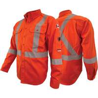 Chandail de travail &agrave; manches longues ignifuge et r&eacute;sistant &agrave; l'arc &eacute;lectrique avec bandes de 2" Atlas Guardian, T-petit, Orange haute visibilit&eacute; OCP Construction Supplies