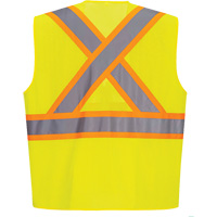 Contrast-Striped Safety Vest, High Visibility Lime-Yellow, Small, Polyester OCP Construction Supplies