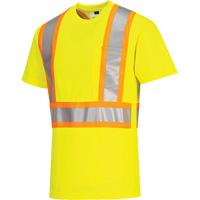 T-shirt de s&eacute;curit&eacute; &agrave; bandes contrastantes, Polyester, Petit, Jaune lime haute visibilit&eacute; OCP Construction Supplies