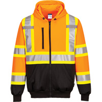 Contrast-Striped Safety Hoodie, Small, Black/High Visibility Orange OCP Construction Supplies