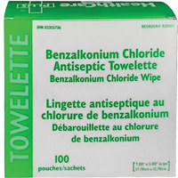 BZK Benzalkonium Chloride Towelette, Towelette, Antiseptic OCP Construction Supplies
