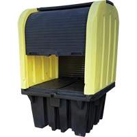 Yellow Roll Top Hardcover Spill Pallet, 65" L x 65" W x 101" H, 5000 lbs. Load Capacity OCP Construction Supplies