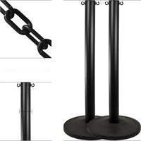 Industrial Stanchion Kit with Plastic Chain, 37" High, Black OCP Construction Supplies