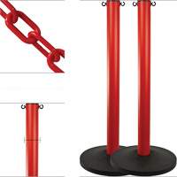 Industrial Stanchion Kit with Plastic Chain, 37" High, Red OCP Construction Supplies