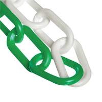 Bicolour Plastic Barrier Chain, Green/White, 2" Link, 500' Length OCP Construction Supplies