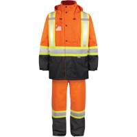 High-Visibility 150-Deniers Rain Suit, Polyester, Small, High Visibility Orange OCP Construction Supplies