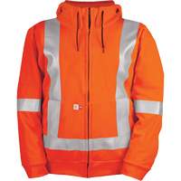 High-Visibility Wind Resistant Zip-Front Sweatshirt with DetachableHood, Men's, Small, High Visibility Orange, 27.7 cal/cm² OCP Construction Supplies