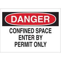 "DANGER Confined Space Enter By Permit Only" Sign, 10" x 14", Polystyrene, English OCP Construction Supplies