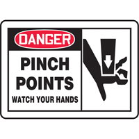 Enseigne  Pinch Points , 7" x 10", Plastique, Anglais avec pictogramme OCP Construction Supplies