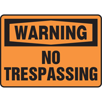 "No Trespassing" Sign, 7" x 10", Vinyl, English OCP Construction Supplies