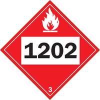 Plaque-&eacute;tiquette TMD 1202 pour liquide inflammable huile combustible, Vinyle adh&eacute;sif OCP Construction Supplies