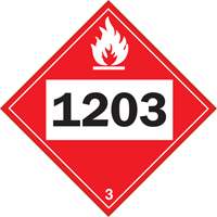 Plaque-&eacute;tiquette TMD 1203 pour liquide inflammable essence & essence-alcohol, Vinyle adh&eacute;sif OCP Construction Supplies