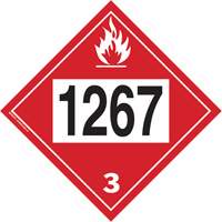 Plaque-&eacute;tiquette TMD 1267 pour liquide inflammable p&eacute;trole brut, Vinyle adh&eacute;sif OCP Construction Supplies