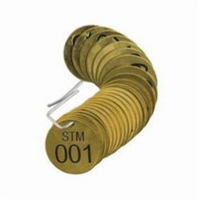 Numbered "STM" Valve Tags, # 001-025, Brass, 1.5" dia OCP Construction Supplies