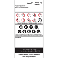&eacute;tiquettes SIMDUT fabriqu&eacute;es sur place, Vinyle, Feuille, 6" lo x 3" la OCP Construction Supplies