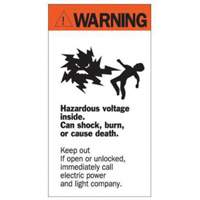 "Warning Hazardous Voltage" Sign, 8" x 4-1/2", Acrylic, English with Pictogram OCP Construction Supplies
