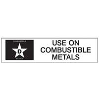 "D: Use on Combustible Metals" Fire Extinguisher Label OCP Construction Supplies