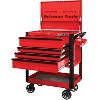 EX Deluxe Series Tool Cart, 4 Drawers, 22-7/8" L x 33" W x 44-1/4" H, Red OCP Construction Supplies