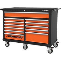 Armoire roulante, 12 tiroirs, 53" la x 24" p x 41" h, Noir/Orange OCP Construction Supplies